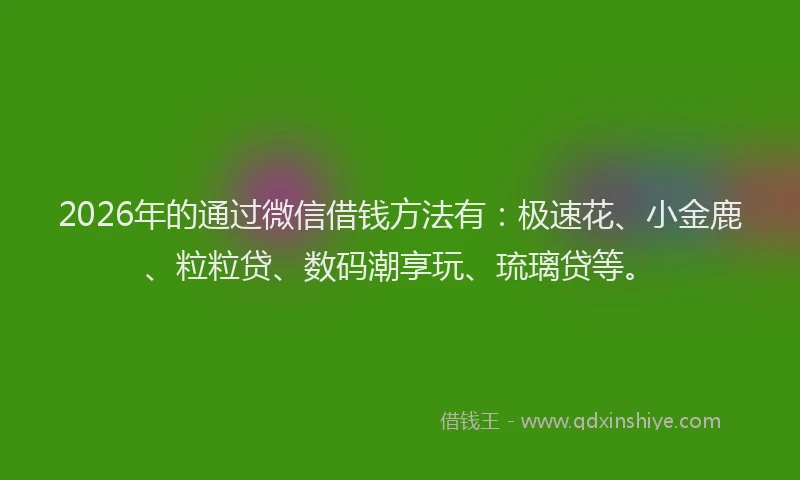 2026年的通过微信借钱方法有:极速花、小金鹿、粒粒贷、数码潮享玩、琉璃贷等。
