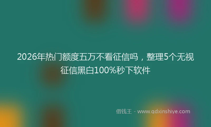 2026年热门额度五万不看征信吗，整理5个无视征信黑白100%秒下软件