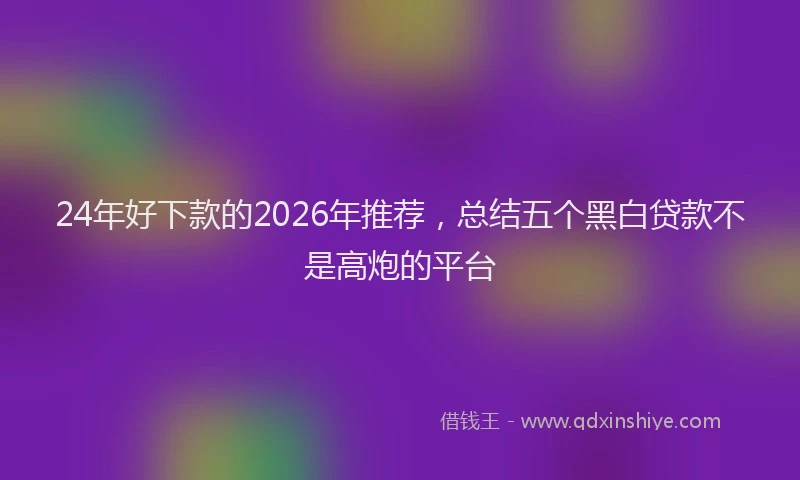 24年好下款的2026年推荐，总结五个黑白贷款不是高炮的平台