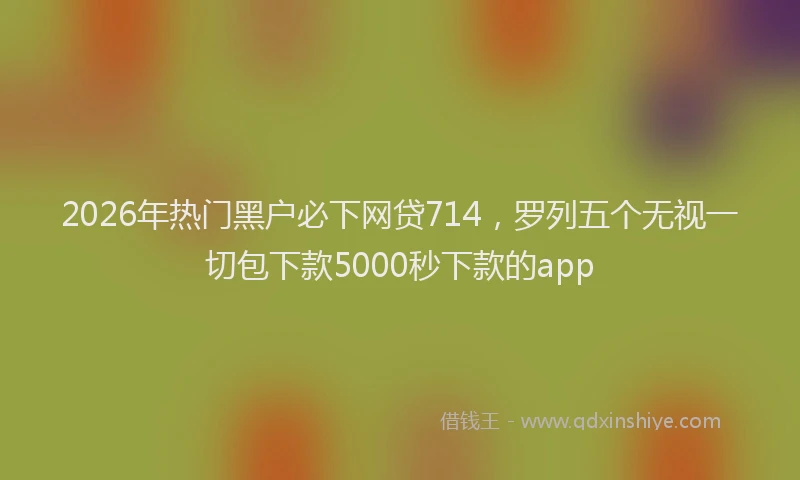 2026年热门黑户必下网贷714，罗列五个无视一切包下款5000秒下款的app