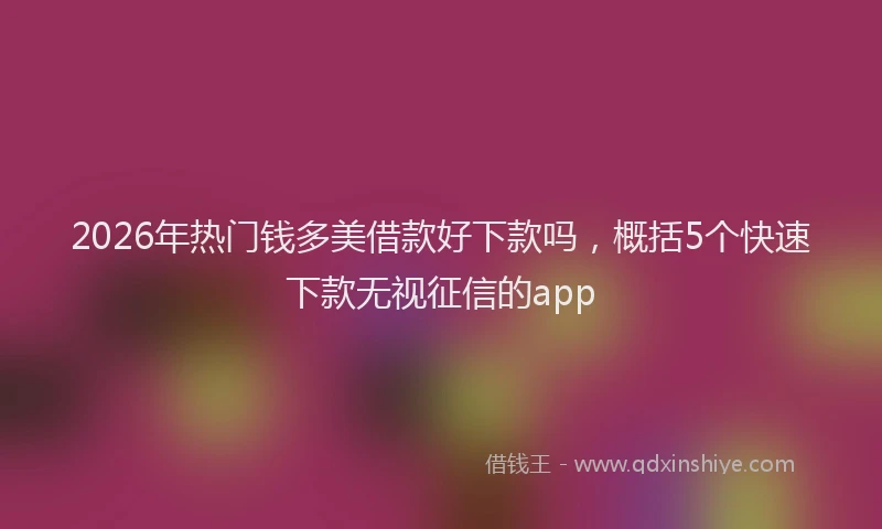 2026年热门钱多美借款好下款吗，概括5个快速下款无视征信的app