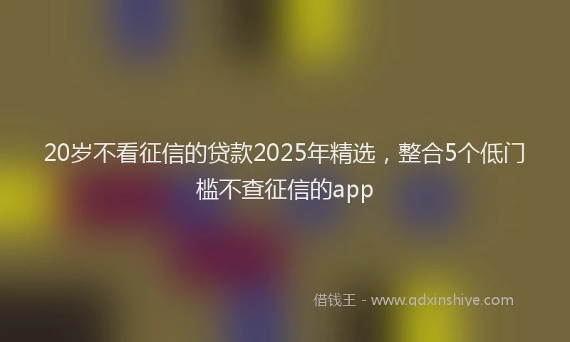 20岁不看征信的贷款2025年精选，整合5个低门槛不查征信的app