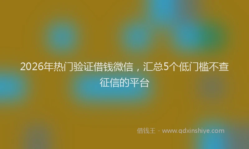 2026年热门验证借钱微信，汇总5个低门槛不查征信的平台