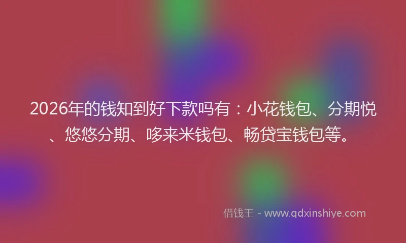 2026年的钱知到好下款吗有：小花钱包、分期悦、悠悠分期、哆来米钱包、畅贷宝钱包等。