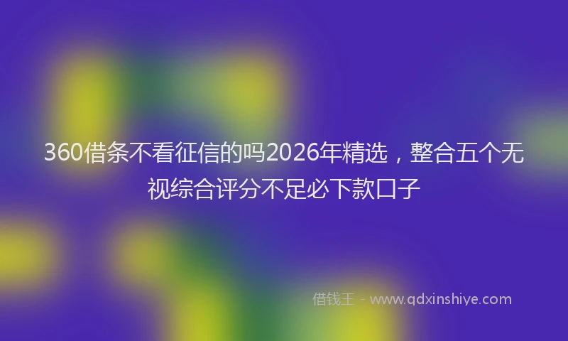 360借条不看征信的吗2026年精选，整合五个无视综合评分不足必下款口子
