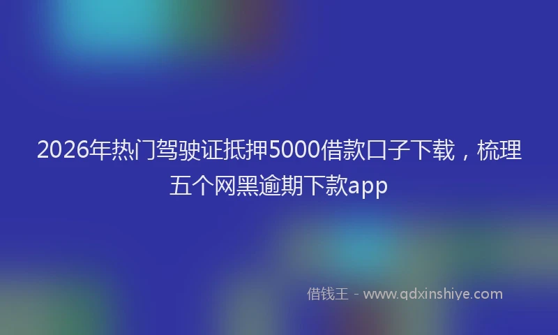 2026年热门驾驶证抵押5000借款口子下载，梳理五个网黑逾期下款app