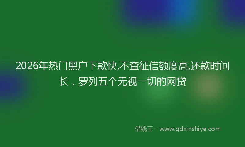 2026年热门黑户下款快,不查征信额度高,还款时间长，罗列五个无视一切的网贷