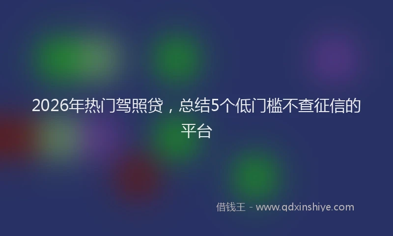 2026年热门驾照贷，总结5个低门槛不查征信的平台