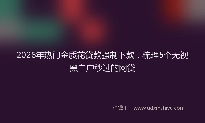 2026年热门金质花贷款强制下款,梳理5个无视黑白户秒过的网贷