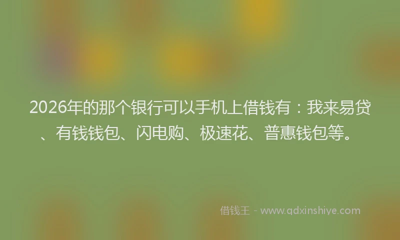 2026年的那个银行可以手机上借钱有：我来易贷、有钱钱包、闪电购、极速花、普惠钱包等。