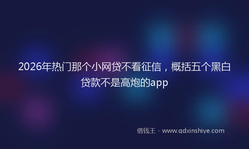 2026年热门那个小网贷不看征信，概括五个黑白贷款不是高炮的app