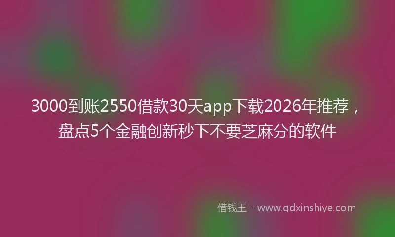 3000到账2550借款30天app下载2026年推荐，盘点5个金融创新秒下不要芝麻分的软件