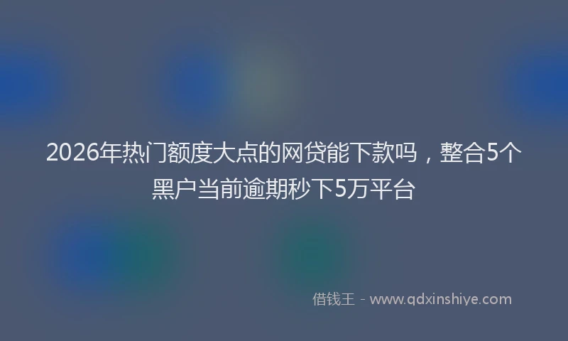 2026年热门额度大点的网贷能下款吗，整合5个黑户当前逾期秒下5万平台