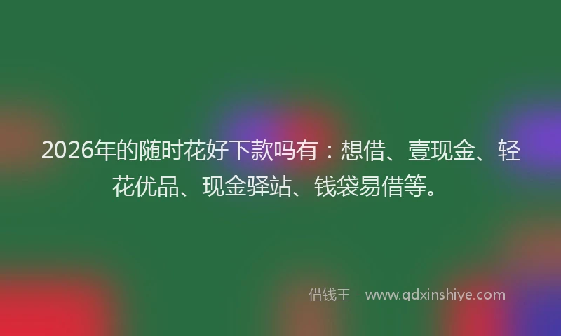 2026年的随时花好下款吗有：想借、壹现金、轻花优品、现金驿站、钱袋易借等。