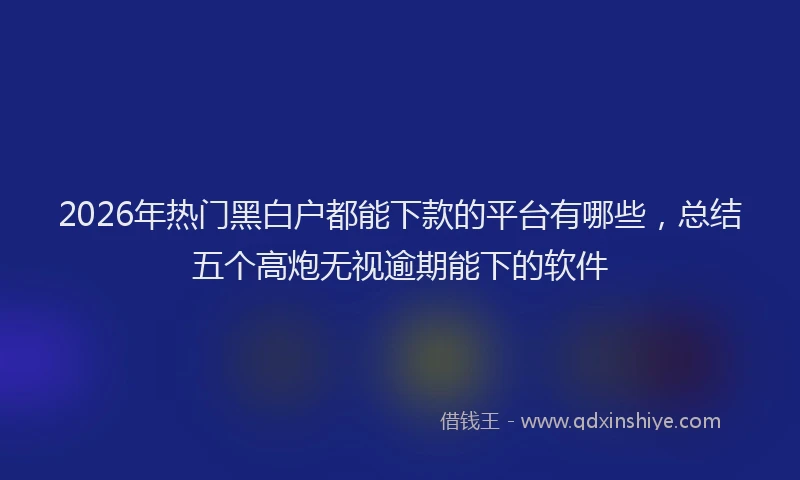 2026年热门黑白户都能下款的平台有哪些,总结五个高炮无视逾期能下的软件