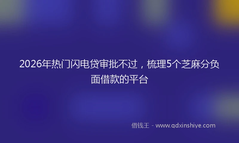 2026年热门闪电贷审批不过，梳理5个芝麻分负面借款的平台