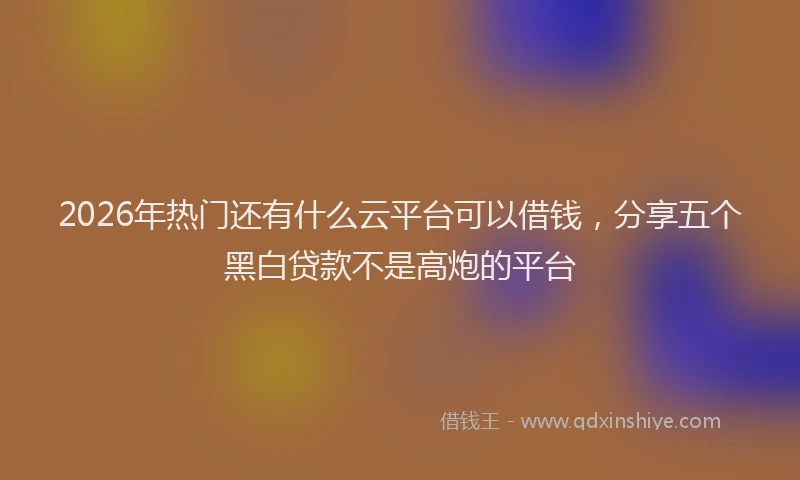 2026年热门还有什么云平台可以借钱，分享五个黑白贷款不是高炮的平台
