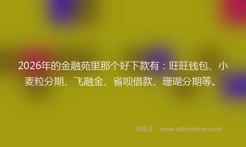 2026年的金融苑里那个好下款有：旺旺钱包、小麦粒分期、飞融金、省呗借款、珊瑚分期等。