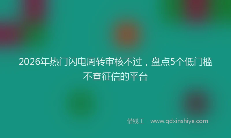 2026年热门闪电周转审核不过，盘点5个低门槛不查征信的平台