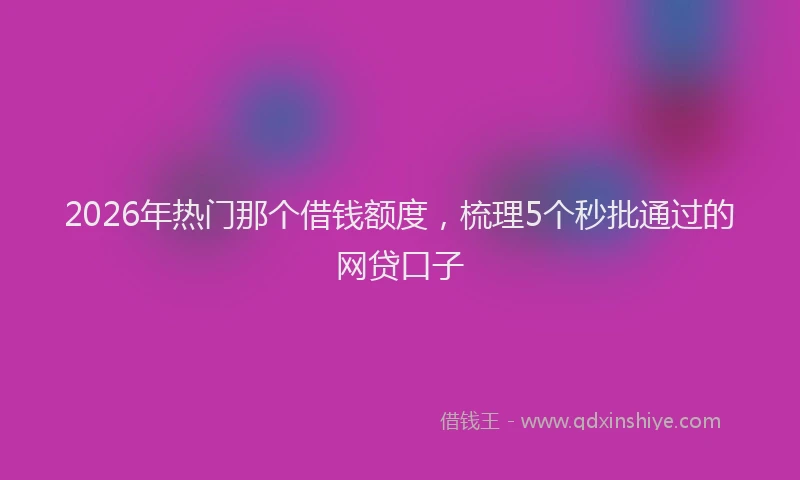 2026年热门那个借钱额度，梳理5个秒批通过的网贷口子
