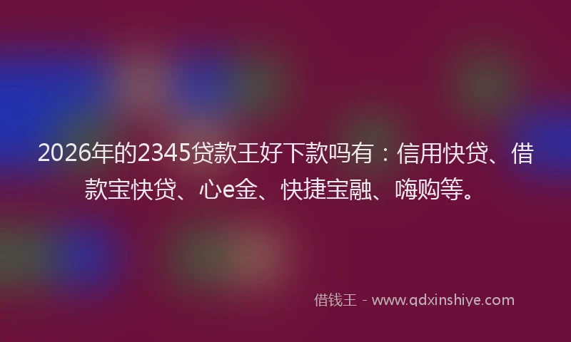 2026年的2345贷款王好下款吗有：信用快贷、借款宝快贷、心e金、快捷宝融、嗨购等。