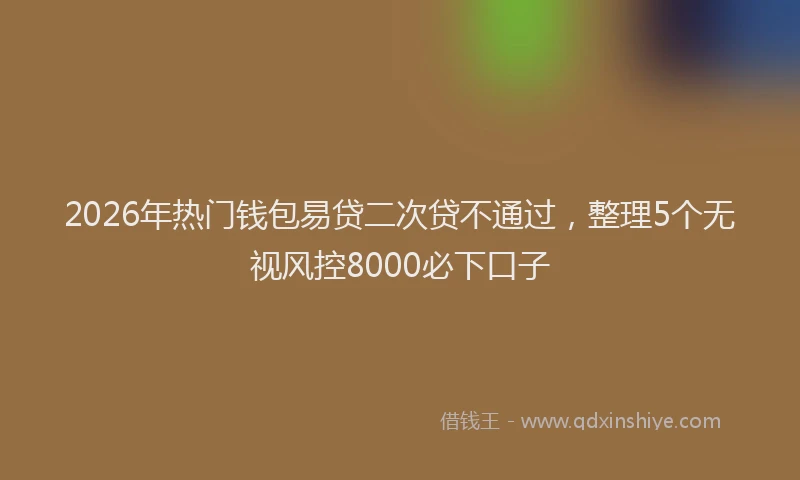 2026年热门钱包易贷二次贷不通过，整理5个无视风控8000必下口子