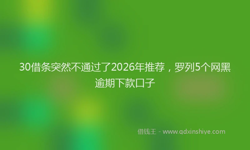 30借条突然不通过了2026年推荐，罗列5个网黑逾期下款口子