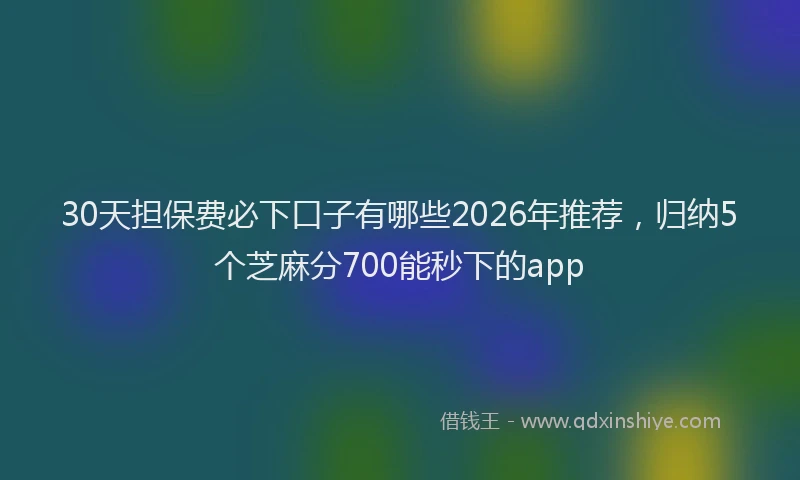 30天担保费必下口子有哪些2026年推荐，归纳5个芝麻分700能秒下的app
