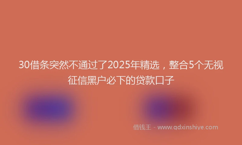 30借条突然不通过了2025年精选，整合5个无视征信黑户必下的贷款口子