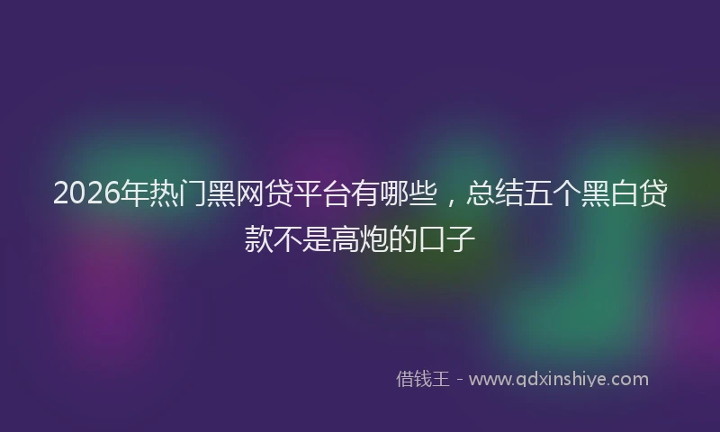 2026年热门黑网贷平台有哪些，总结五个黑白贷款不是高炮的口子