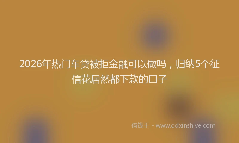 2026年热门车贷被拒金融可以做吗，归纳5个征信花居然都下款的口子