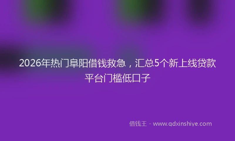 2026年热门阜阳借钱救急，汇总5个新上线贷款平台门槛低口子