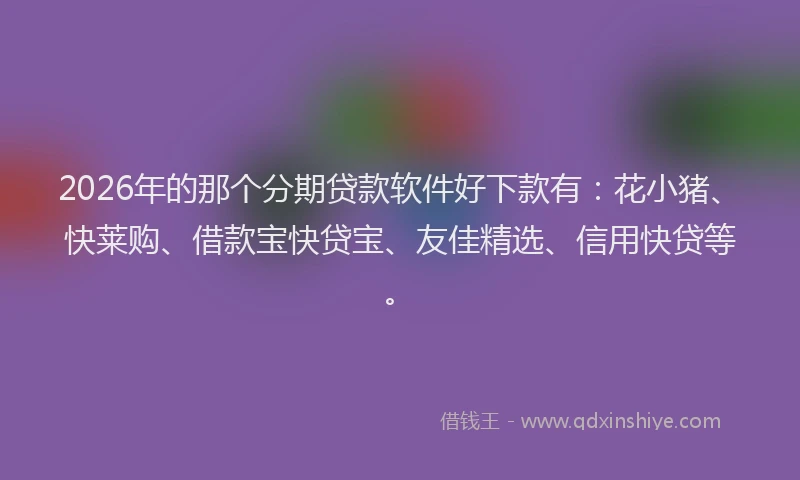 2026年的那个分期贷款软件好下款有:花小猪、快莱购、借款宝快贷宝、友佳精选、信用快贷等。