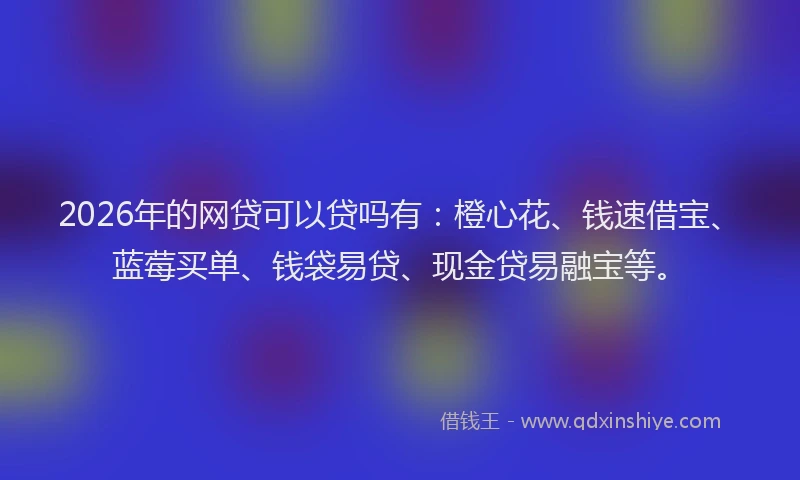 2026年的网贷可以贷吗有：橙心花、钱速借宝、蓝莓买单、钱袋易贷、现金贷易融宝等。