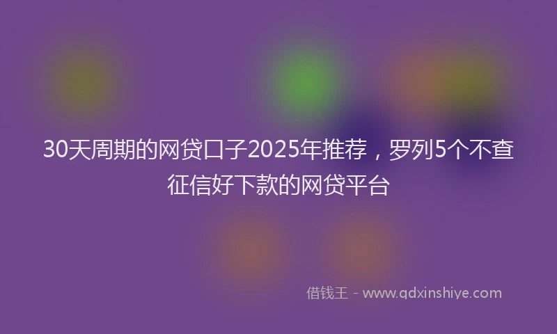 30天周期的网贷口子2025年推荐，罗列5个不查征信好下款的网贷平台