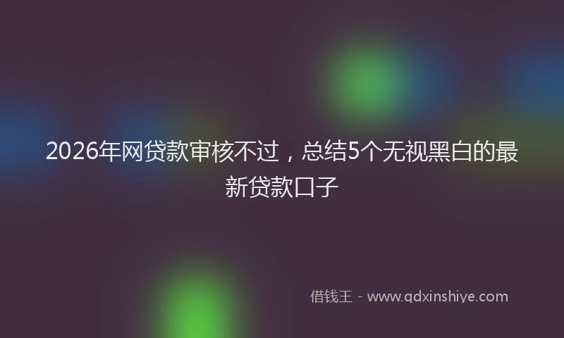 2026年网贷款审核不过,总结5个无视黑白的最新贷款口子