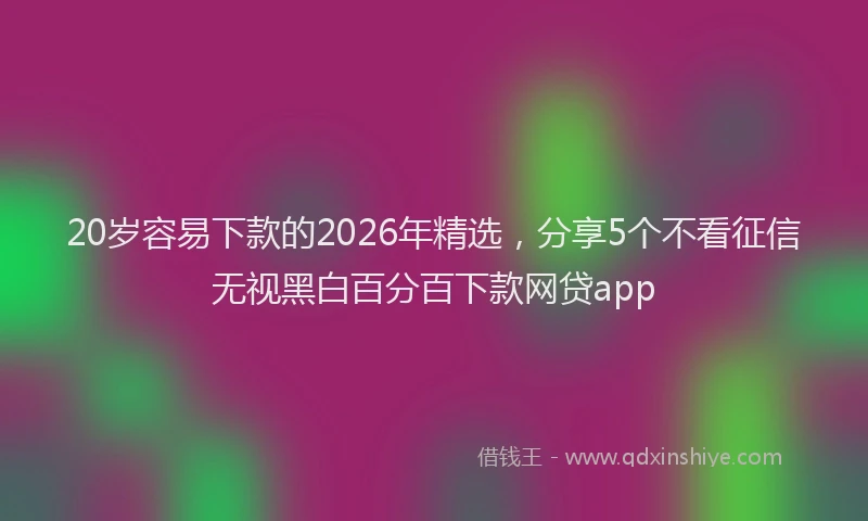 20岁容易下款的2026年精选，分享5个不看征信无视黑白百分百下款网贷app
