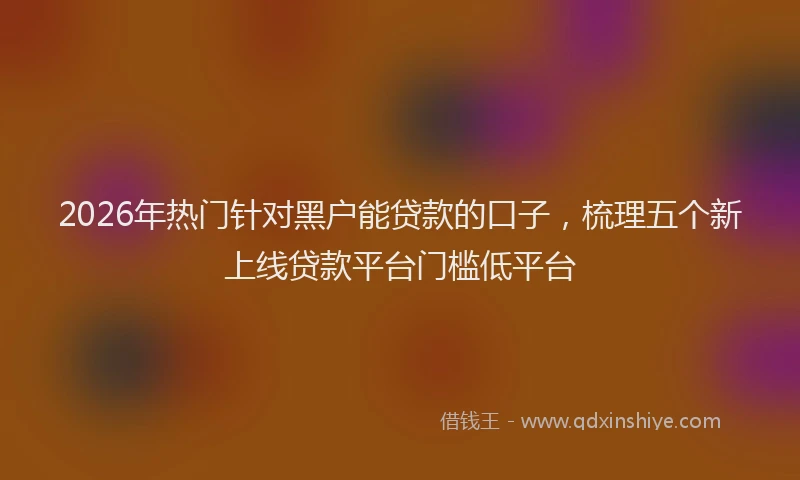 2026年热门针对黑户能贷款的口子，梳理五个新上线贷款平台门槛低平台