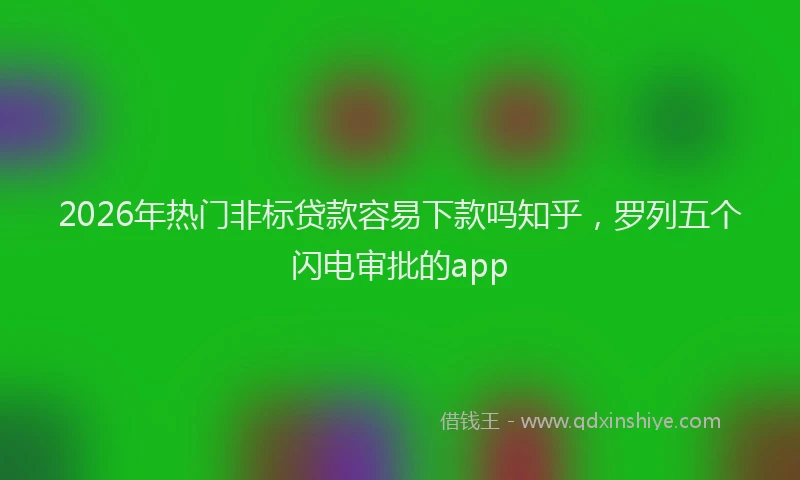 2026年热门非标贷款容易下款吗知乎，罗列五个闪电审批的app