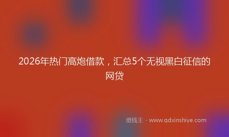 2026年热门高炮借款，汇总5个无视黑白征信的网贷