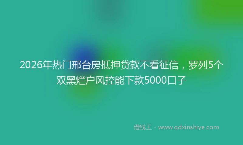 2026年热门邢台房抵押贷款不看征信，罗列5个双黑烂户风控能下款5000口子