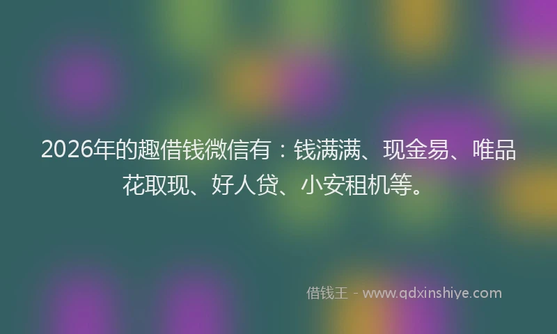 2026年的趣借钱微信有：钱满满、现金易、唯品花取现、好人贷、小安租机等。