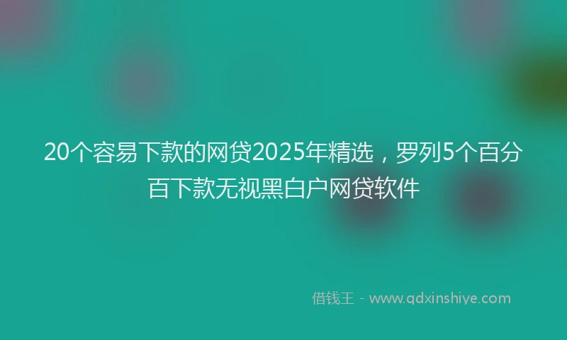 20个容易下款的网贷2025年精选，罗列5个百分百下款无视黑白户网贷软件