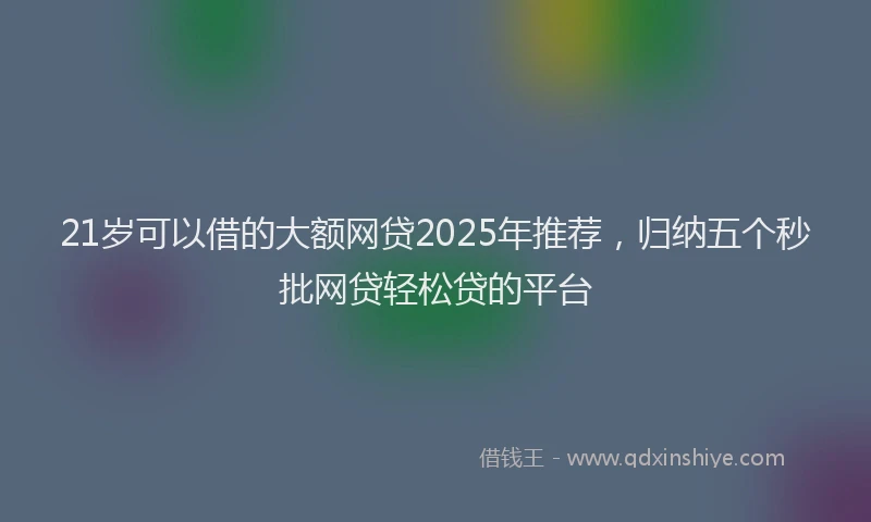 21岁可以借的大额网贷2025年推荐，归纳五个秒批网贷轻松贷的平台