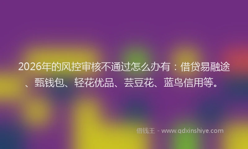 2026年的风控审核不通过怎么办有：借贷易融途、甄钱包、轻花优品、芸豆花、蓝鸟信用等。