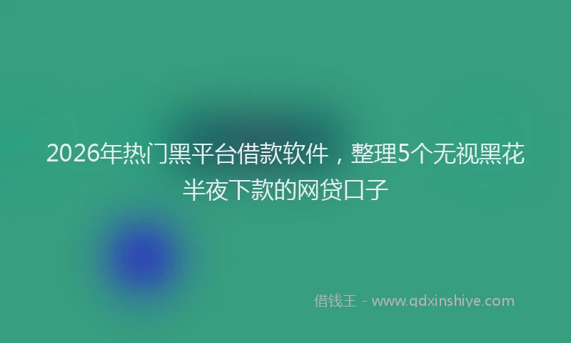 2026年热门黑平台借款软件,整理5个无视黑花半夜下款的网贷口子