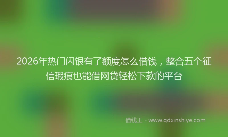 2026年热门闪银有了额度怎么借钱，整合五个征信瑕疵也能借网贷轻松下款的平台