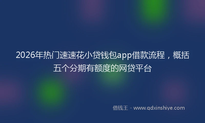 2026年热门速速花小贷钱包app借款流程,概括五个分期有额度的网贷平台