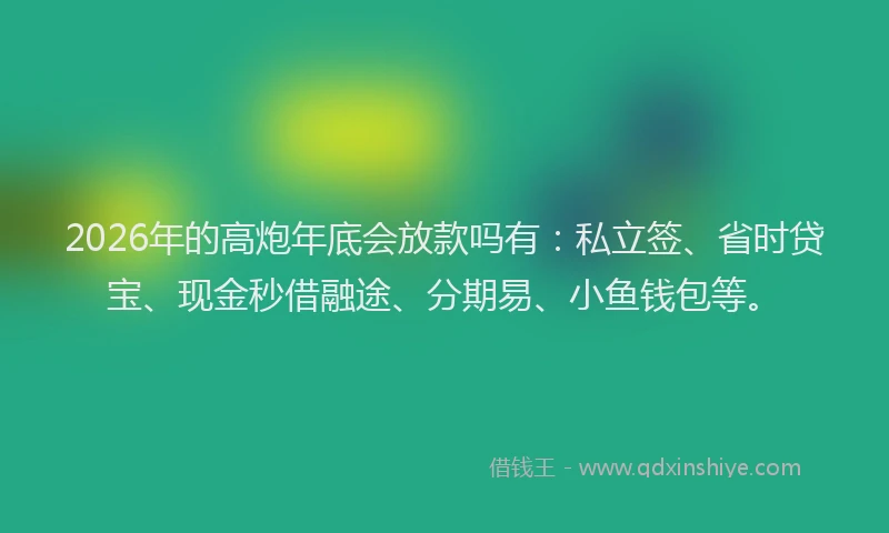 2026年的高炮年底会放款吗有：私立签、省时贷宝、现金秒借融途、分期易、小鱼钱包等。