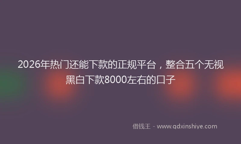 2026年热门还能下款的正规平台，整合五个无视黑白下款8000左右的口子